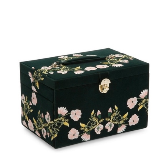 Wolf Zoe large embroidered velvet jewelry box